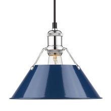 Golden 3306-M CH-NVY - Yep by Golden Lighting Orwell 1-light 10in Pendant in Chrome and Navy Blue shade